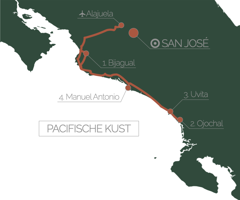 Reisroute Costa Rica - Pacifische Kust
